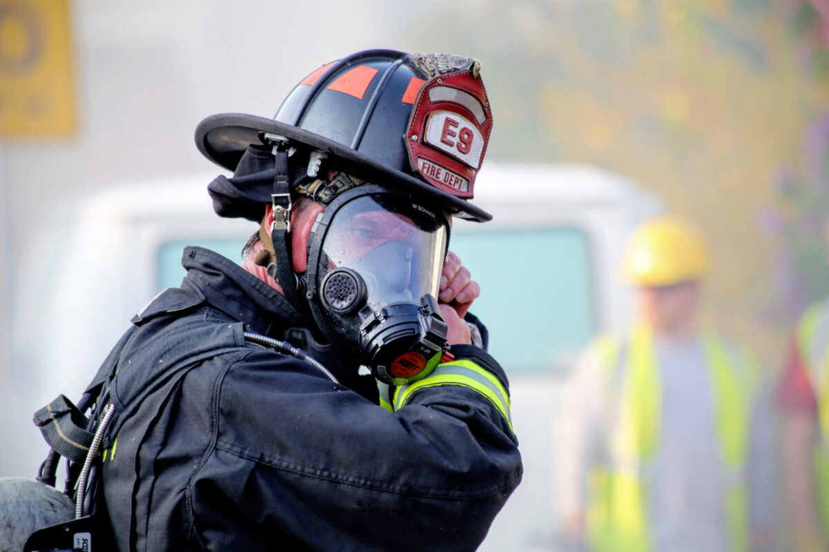 firefighter in helmet