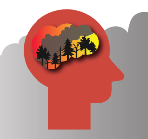 The silhouette of a human head thinks about wildfire. Featured Img