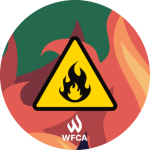 Wildfire Hazards with flames - WFCA Branded Circle